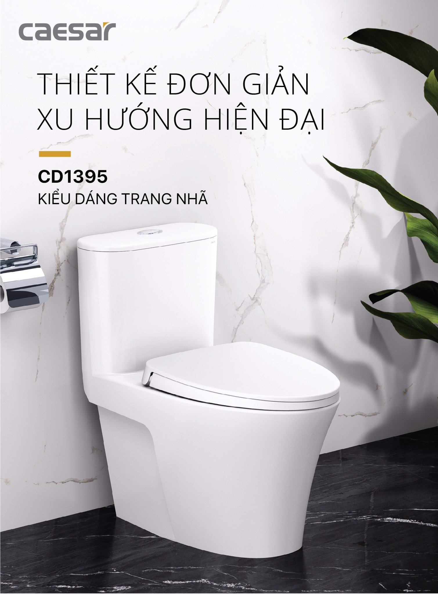 Bồn cầu 1 khối CAESAR CD1395 kèm nắp TAF060 - 11