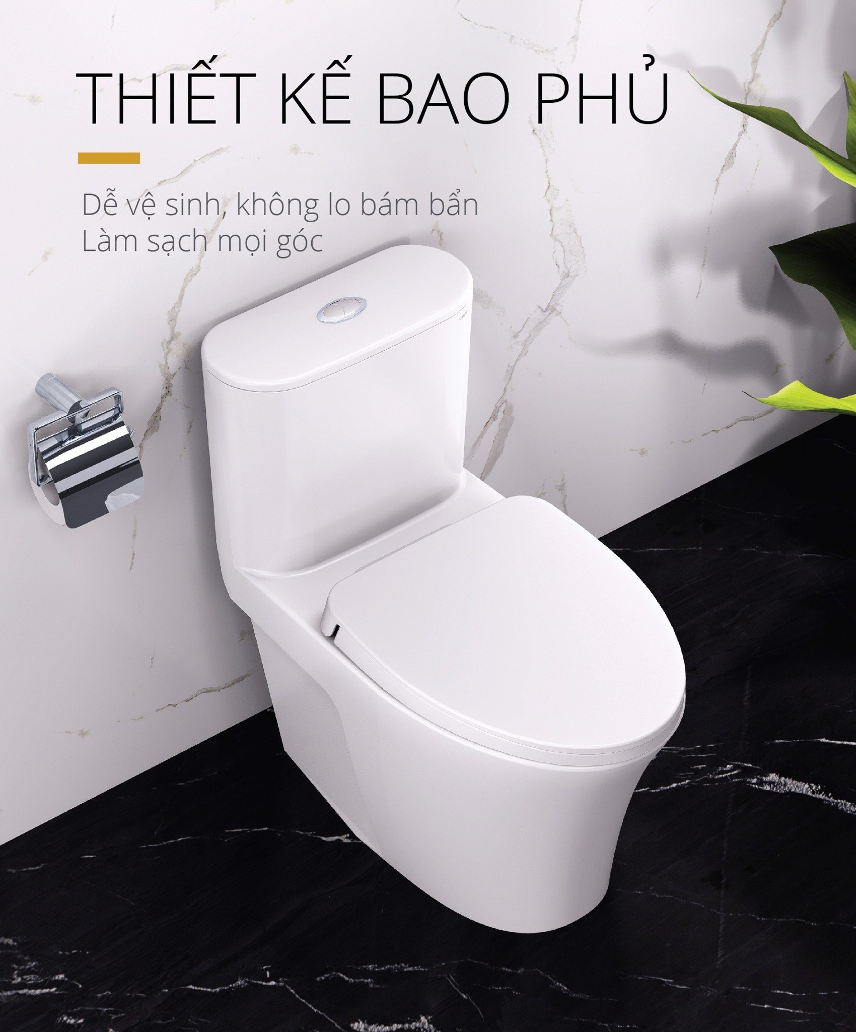 Bồn cầu 1 khối CAESAR CD1395 kèm nắp TAF060 - 13