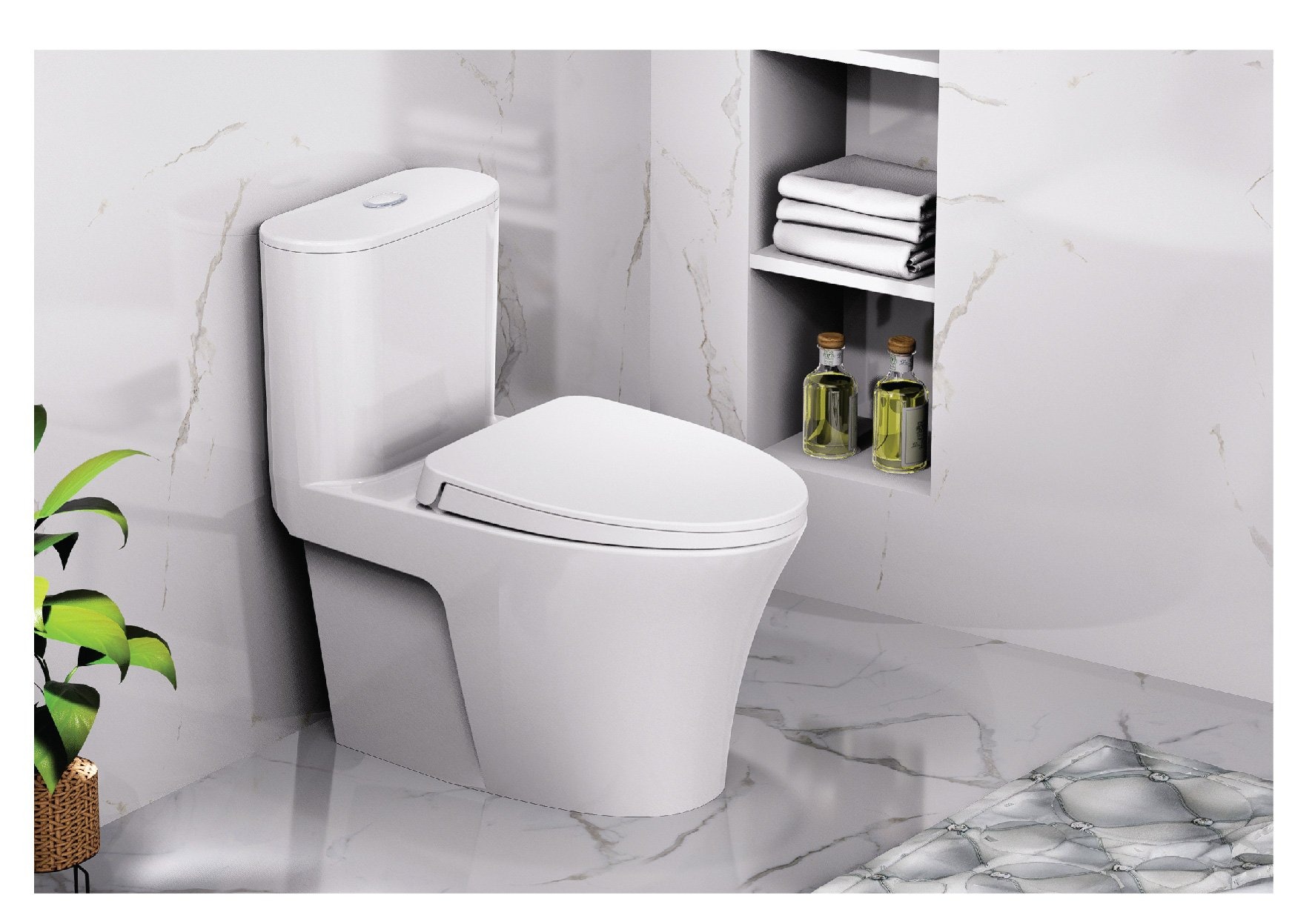 Bồn cầu 1 khối CAESAR CD1395 kèm nắp TAF060 - 19