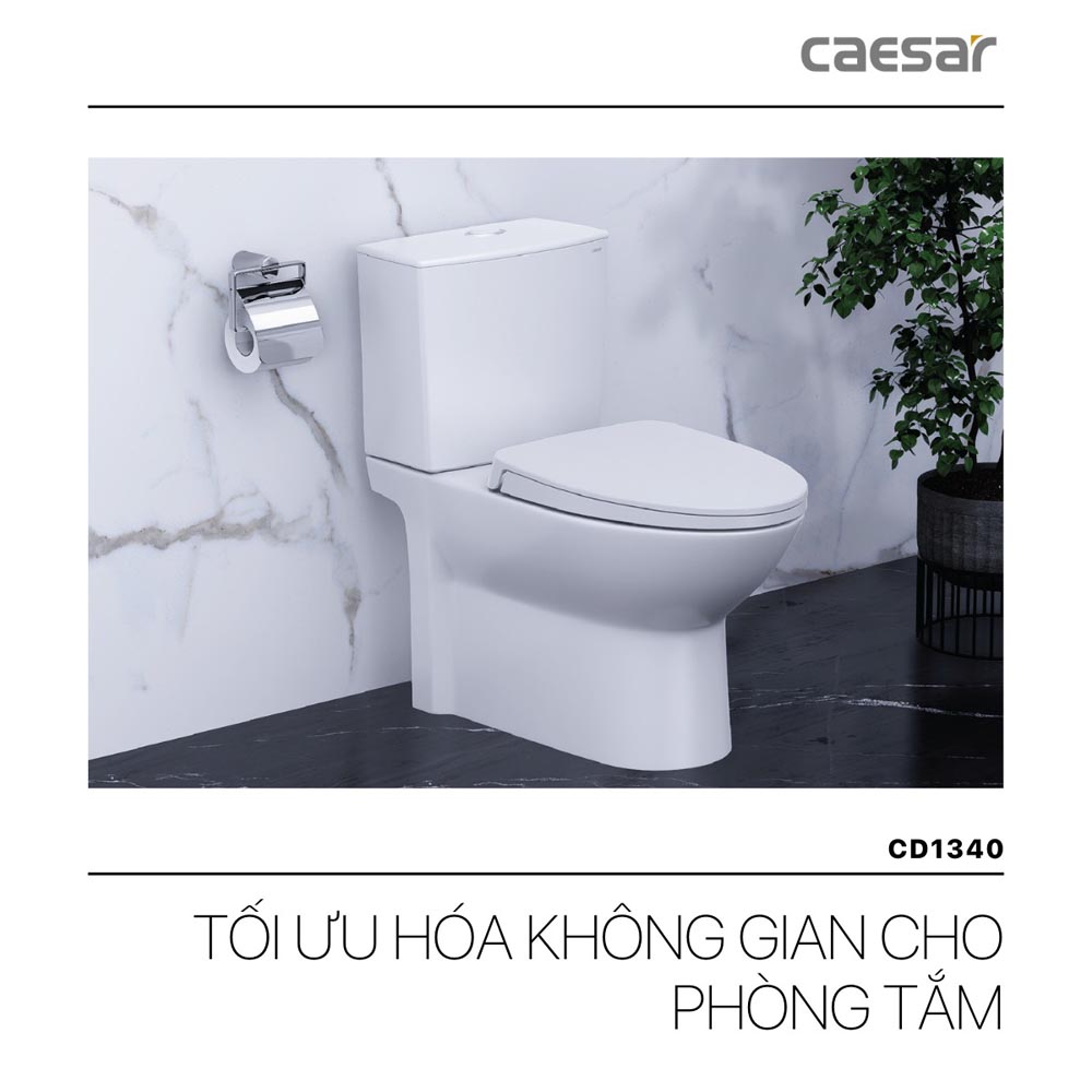 Bồn cầu 2 khối nắp điện tử Caesar CD1340 + TAF400H CD1340+TAF400H - 5