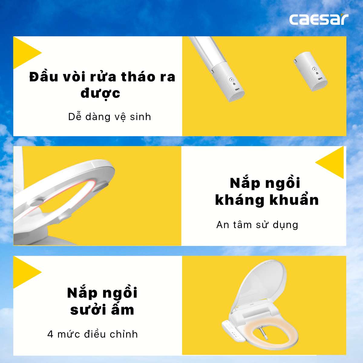 Bồn cầu 1 khối CAESAR CD1356 kèm nắp TAF400H - 14