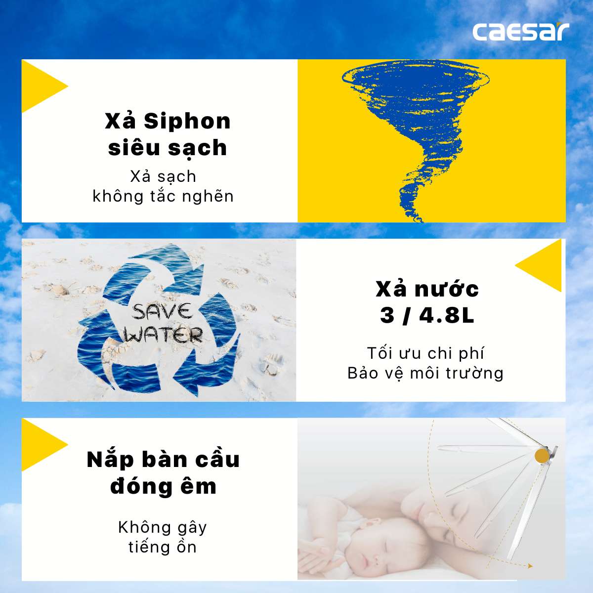 Bồn cầu 1 khối nắp điện tử Caesar C1374F + TAF400H (CD1374+TAF400H) CD1374+TAF400H - 3