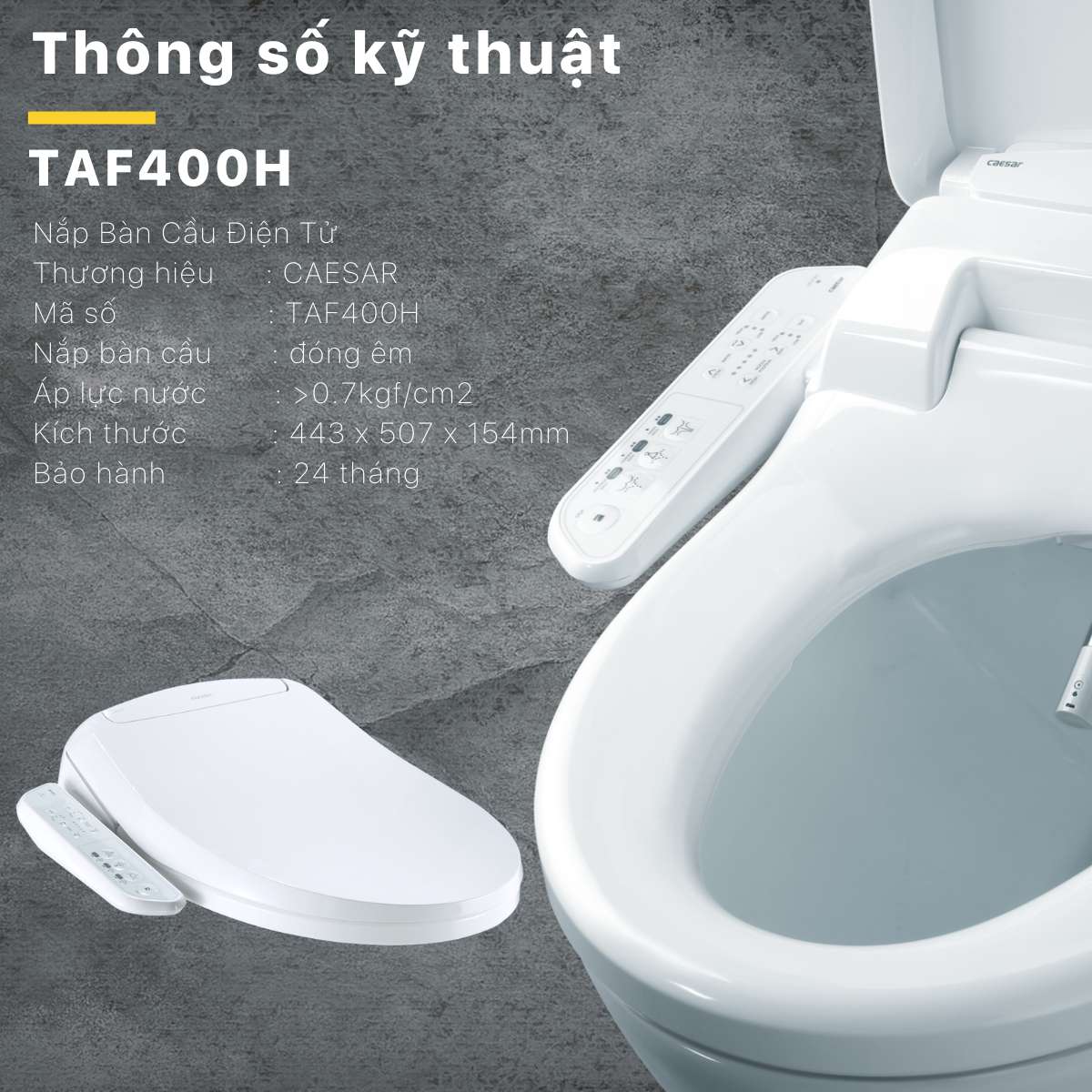 Bồn cầu 1 khối CAESAR CD1375 kèm nắp TAF400H - 17