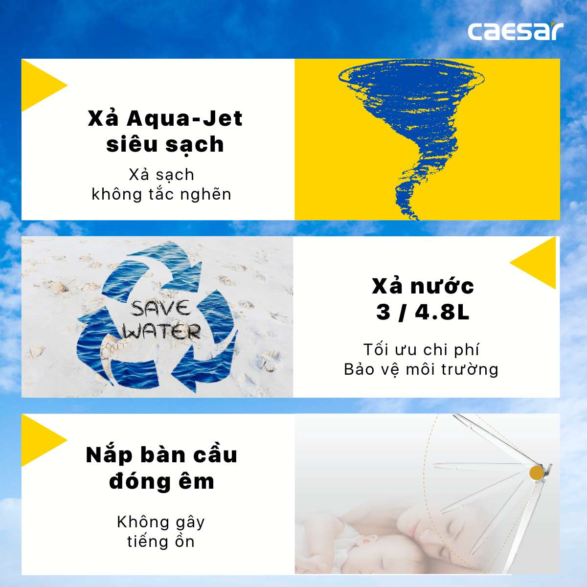 Bồn cầu 1 khối nắp điện tử Caesar C1375F + TAF400H (CD1375+TAF400H) CD1375+TAF400H - 3