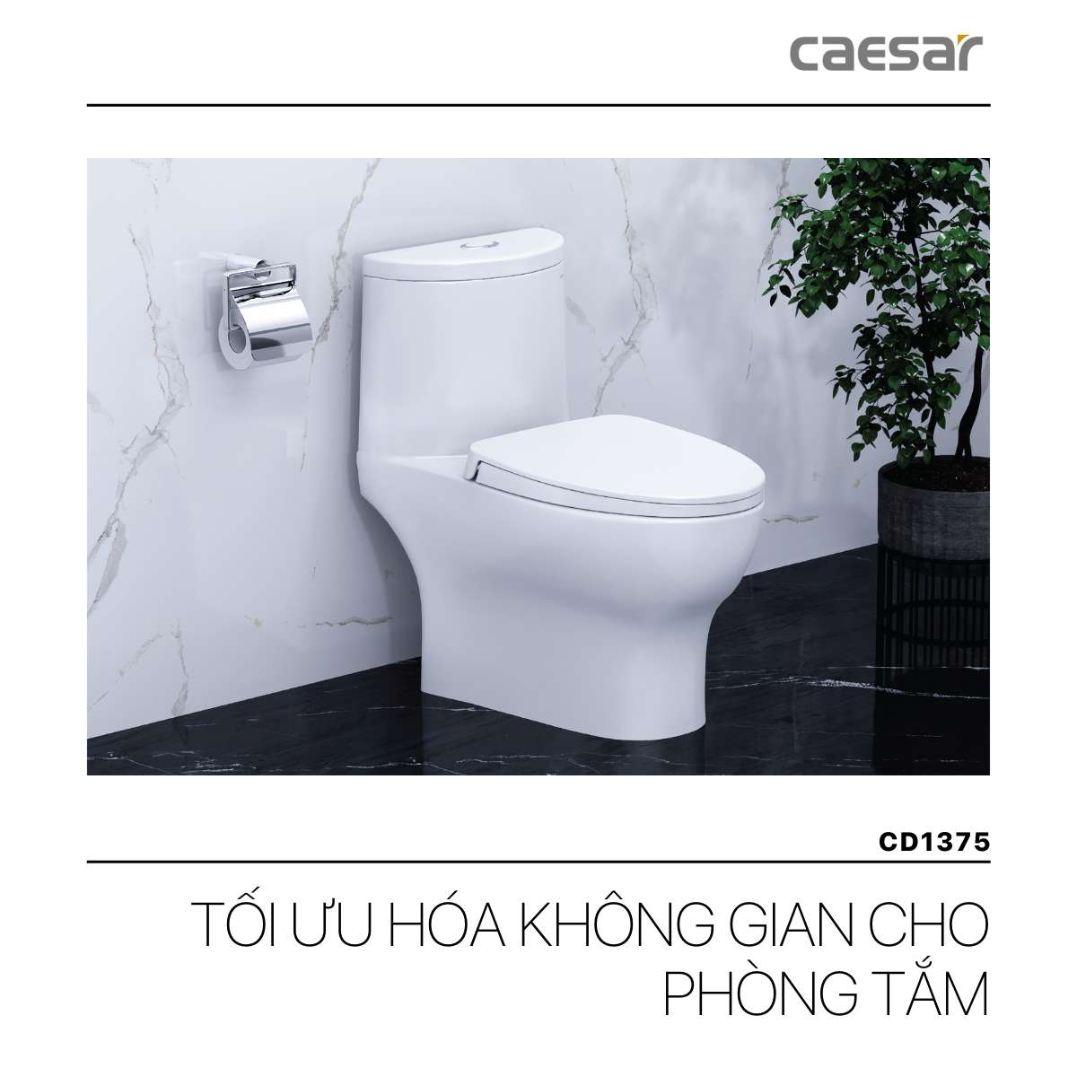 Bồn cầu 1 khối CAESAR CD1375 kèm nắp TAF400H - 7