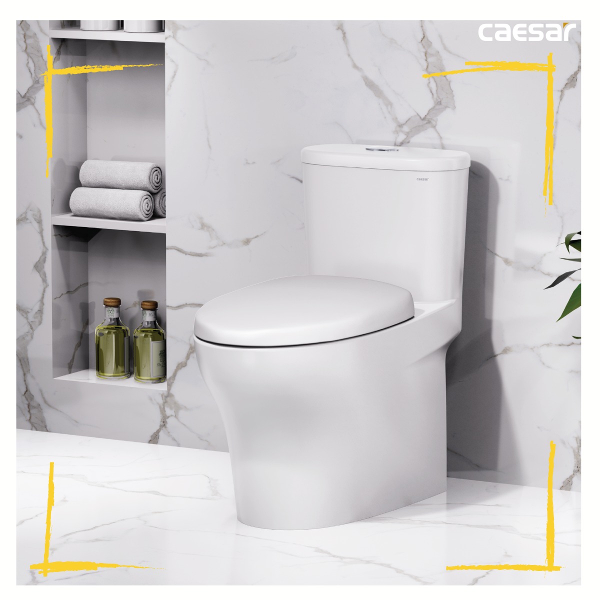 Bồn cầu 1 khối CAESAR CD1394 kèm nắp TAF400H - 8