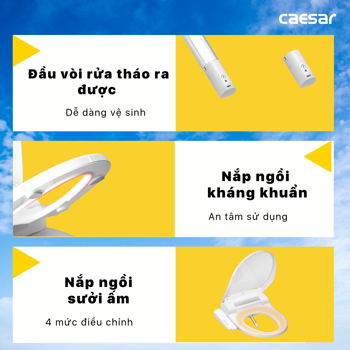 Bồn cầu 1 khối CAESAR CD1395 kèm nắp TAF400H - 13