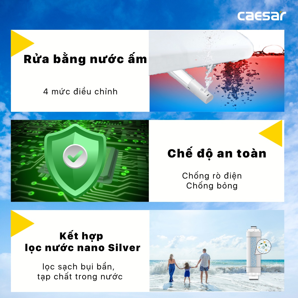 Bồn cầu 1 khối CAESAR CD1395 kèm nắp TAF400H - 14