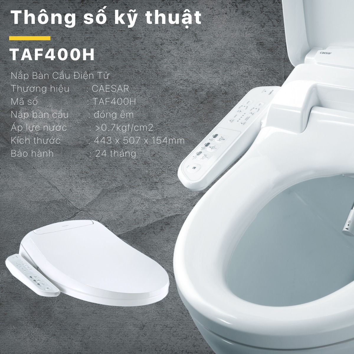 Bồn cầu 1 khối CAESAR CD1395 kèm nắp TAF400H - 15