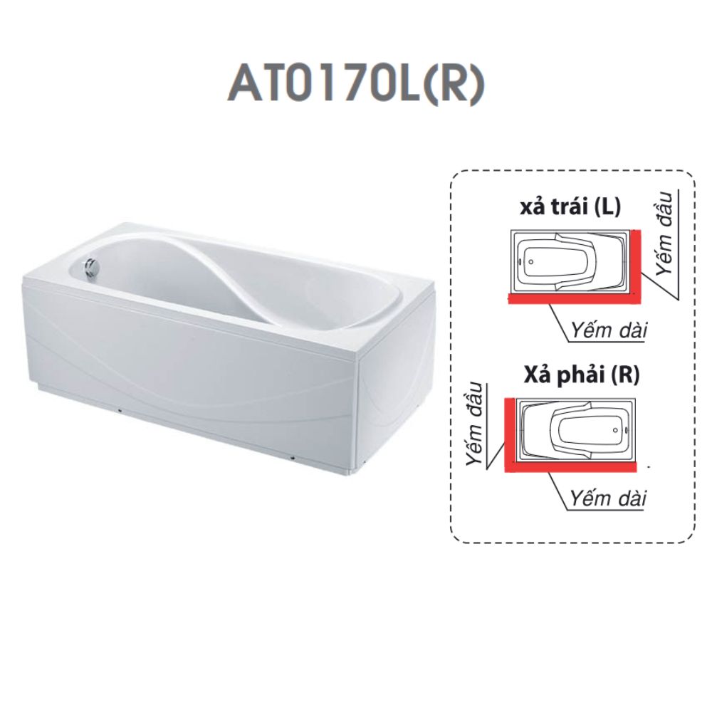 Bồn tắm chân yếm 1m7 Caesar AT0170L(R) - 2