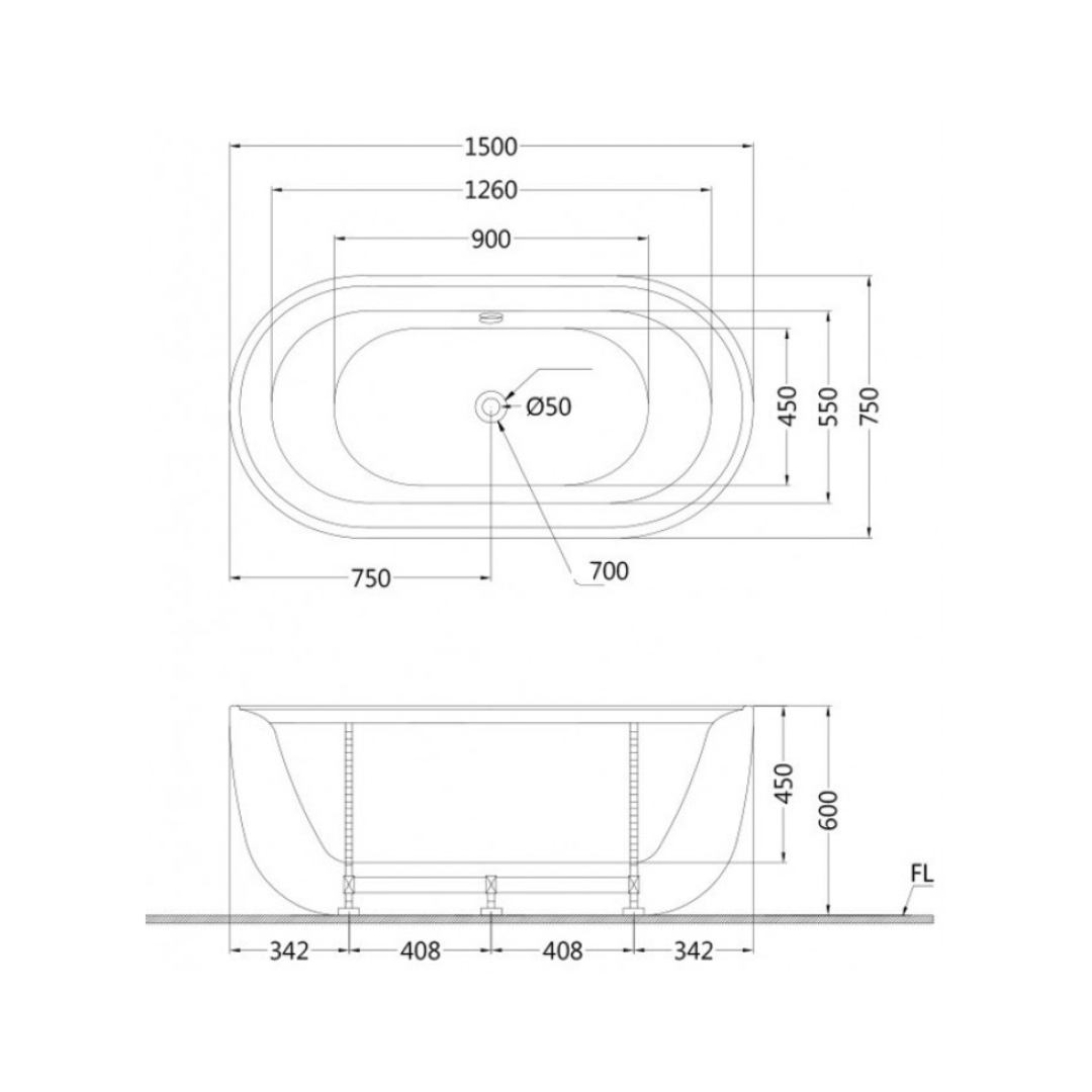 Bồn tắm đặt sàn 1m5 Caesar AT0750 - 2