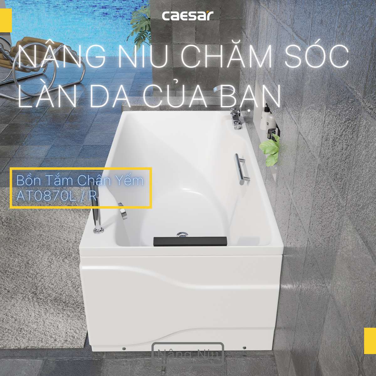 Bồn tắm chân yếm 1m7 Caesar AT0870L(R) - 5