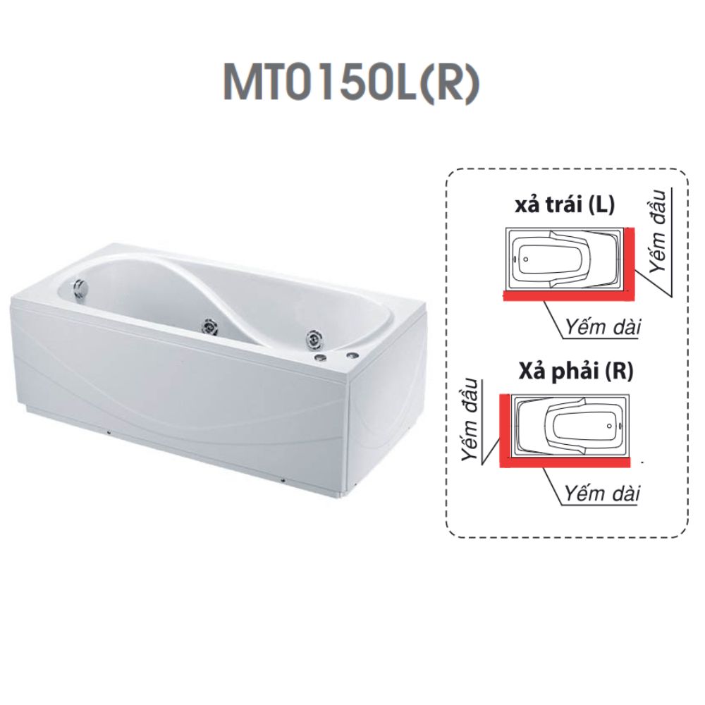 Bồn tắm chân yếm 1m5 massage Caesar MT0150L(R) - 2