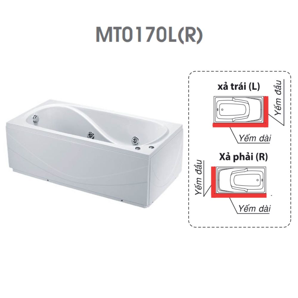 Bồn tắm chân yếm 1m7 massage Caesar MT0170L(R) - 2
