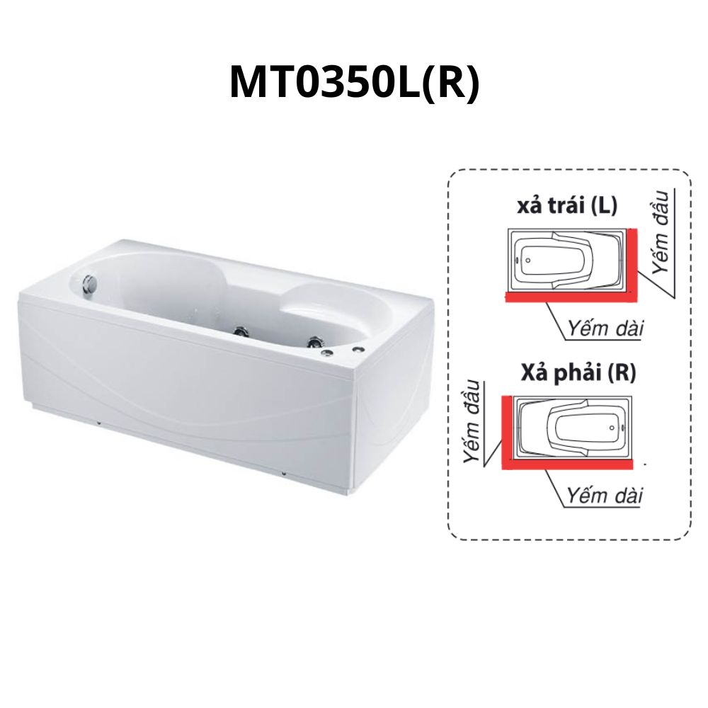 Bồn tắm chân yếm 1m5 massage Caesar MT0350L(R) - 2