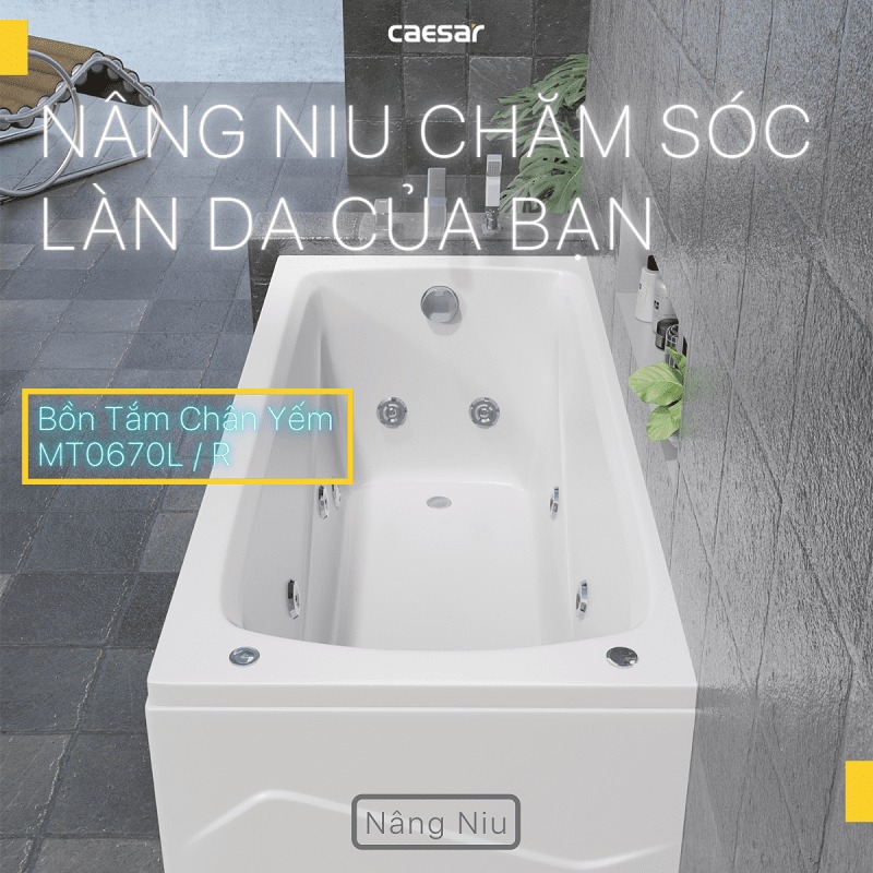 Bồn tắm chân yếm 1m7 massage Caesar MT0670L(R) - 4