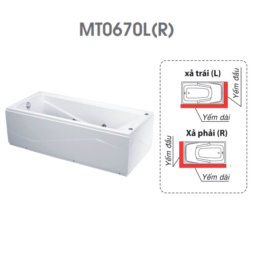 Bồn tắm chân yếm 1m7 massage Caesar MT0670L(R) - 2