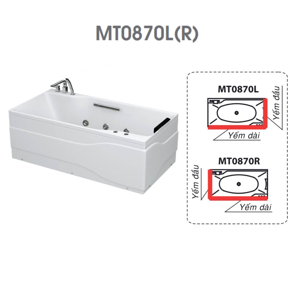 Bồn tắm chân yếm 1m7 massage Caesar MT0870L(R) - 2