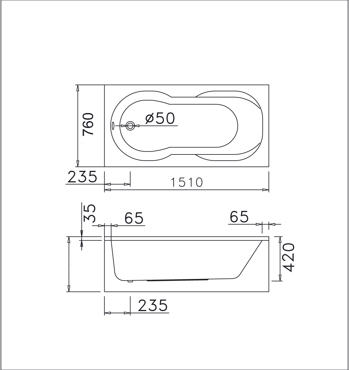 Bồn tắm chân yếm 1m5 Caesar AT0350L(R) - 4