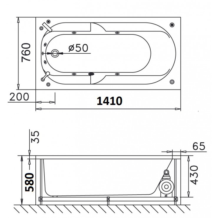 Bồn tắm xây 1m4 Caesar AT0440 - 2
