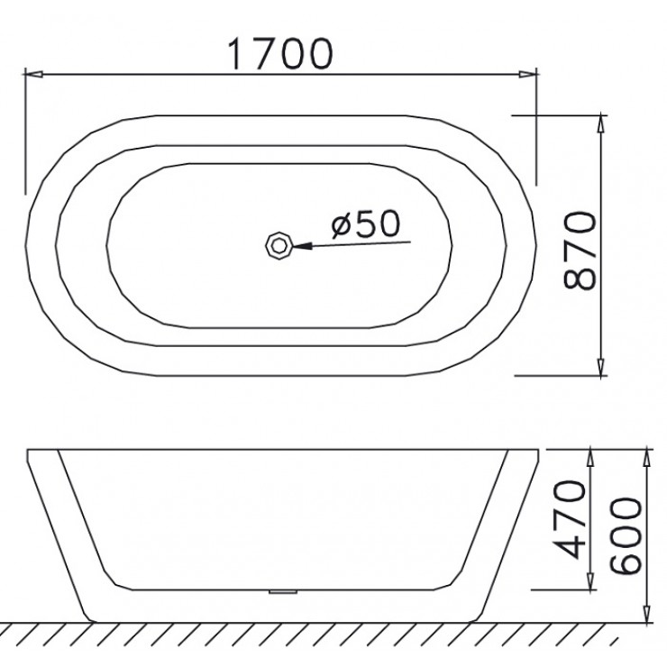 Bồn tắm đặt sàn 1m7 Caesar AT6270 - 2