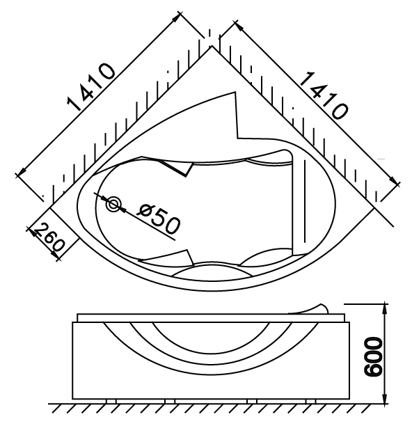 Bồn tắm xây đặt góc 1m4 massage Caesar MT5140A - 3