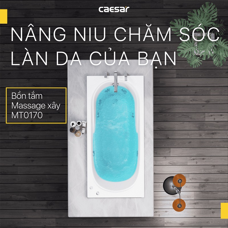 Bồn tắm xây 1m7 massage Caesar MT0170 - 2
