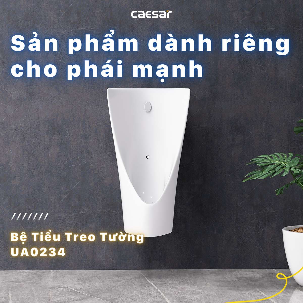 Bồn tiểu nam treo tường cảm ứng thoát ngang Caesar UA0234 UA0234 - 3