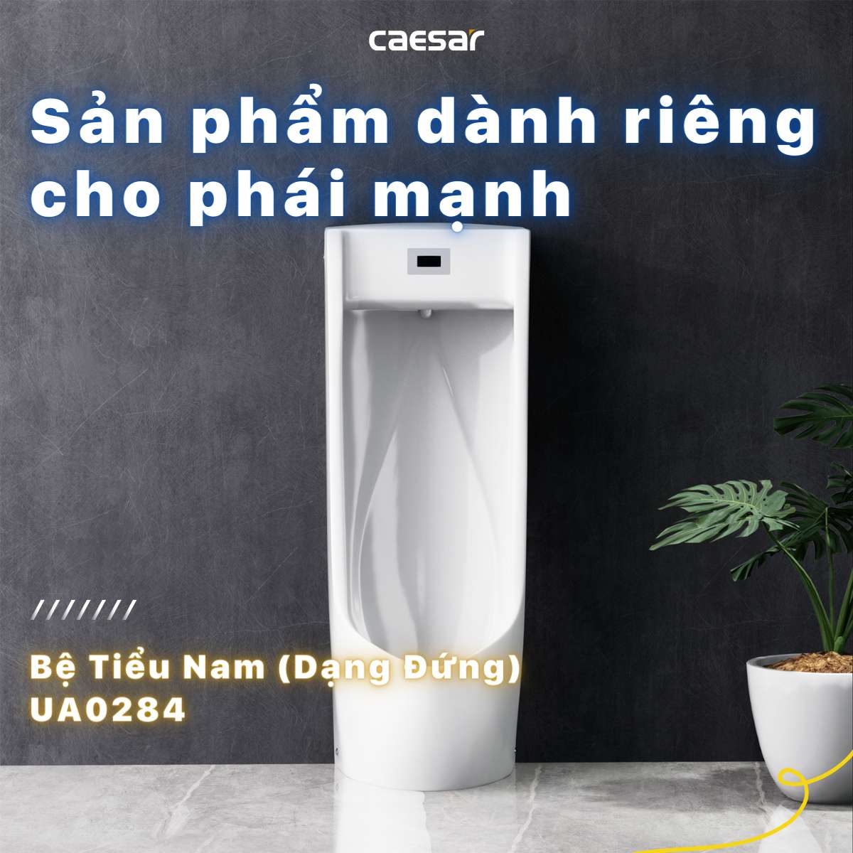 Bồn tiểu nam đặt sàn van cảm ứng Caesar UA0284 UA0284 - 3
