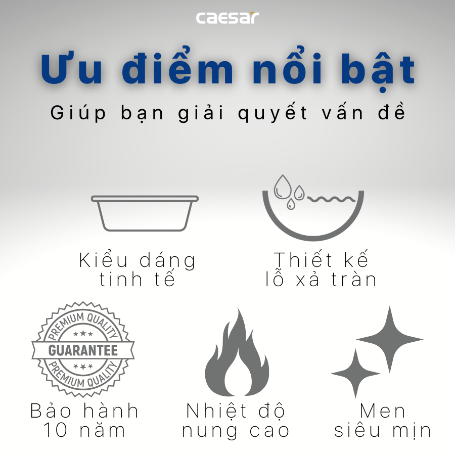 Chậu rửa mặt lavabo dương vành Caesar L5022 L5022 - 4