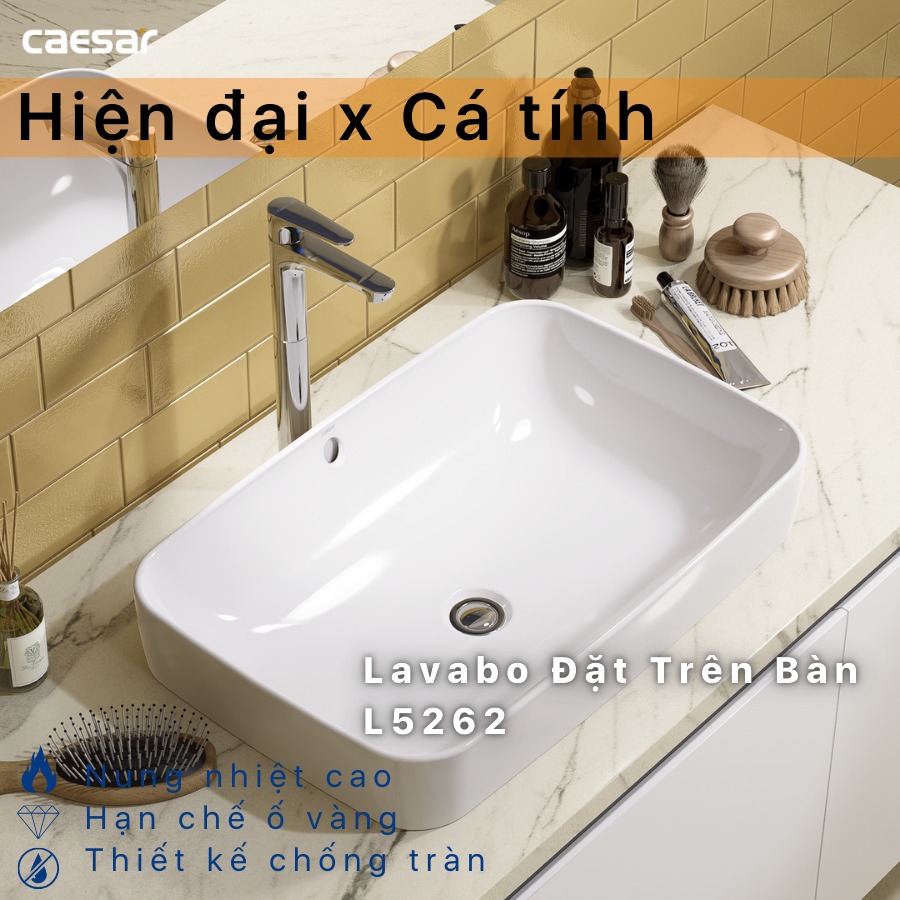 Chậu rửa lavabo đặt bàn Caesar L5262 L5262 - 3