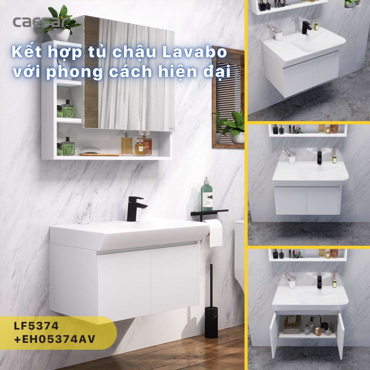 Chậu lavabo treo tường Caesar LF5374 LF5374 - 6