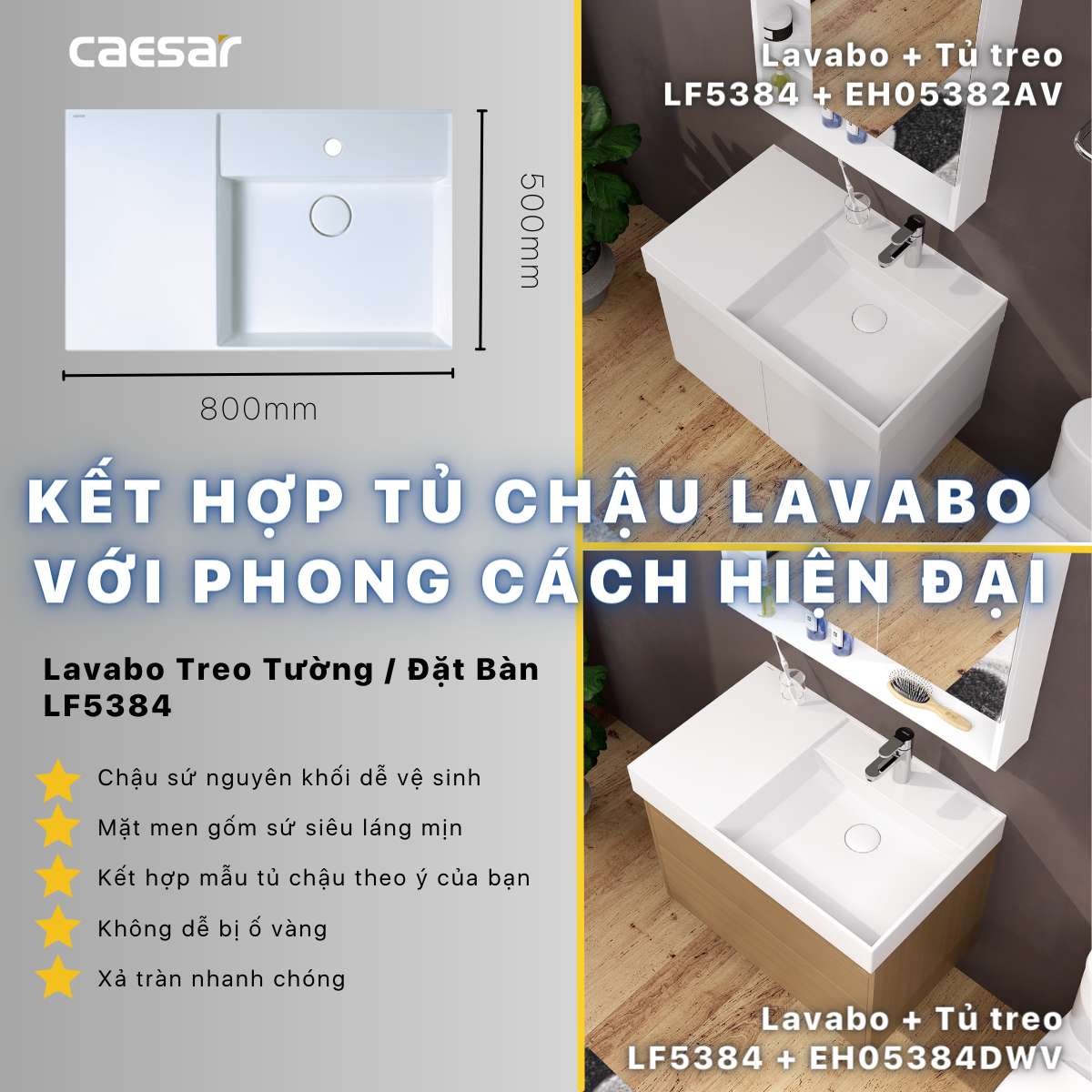 Chậu lavabo đặt bàn Caesar LF5384 LF5384 - 6