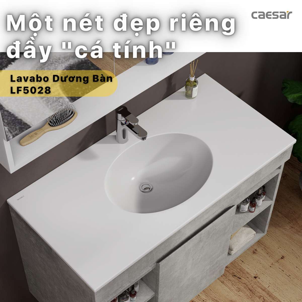 Chậu lavabo dương vành Caesar LF5028 LF5028 - 3