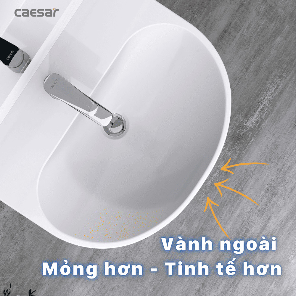 Chậu rửa lavabo treo tường chân lửng Caesar L2150+P2443 (L2150S+P2443) L2150S+P2443 - 6