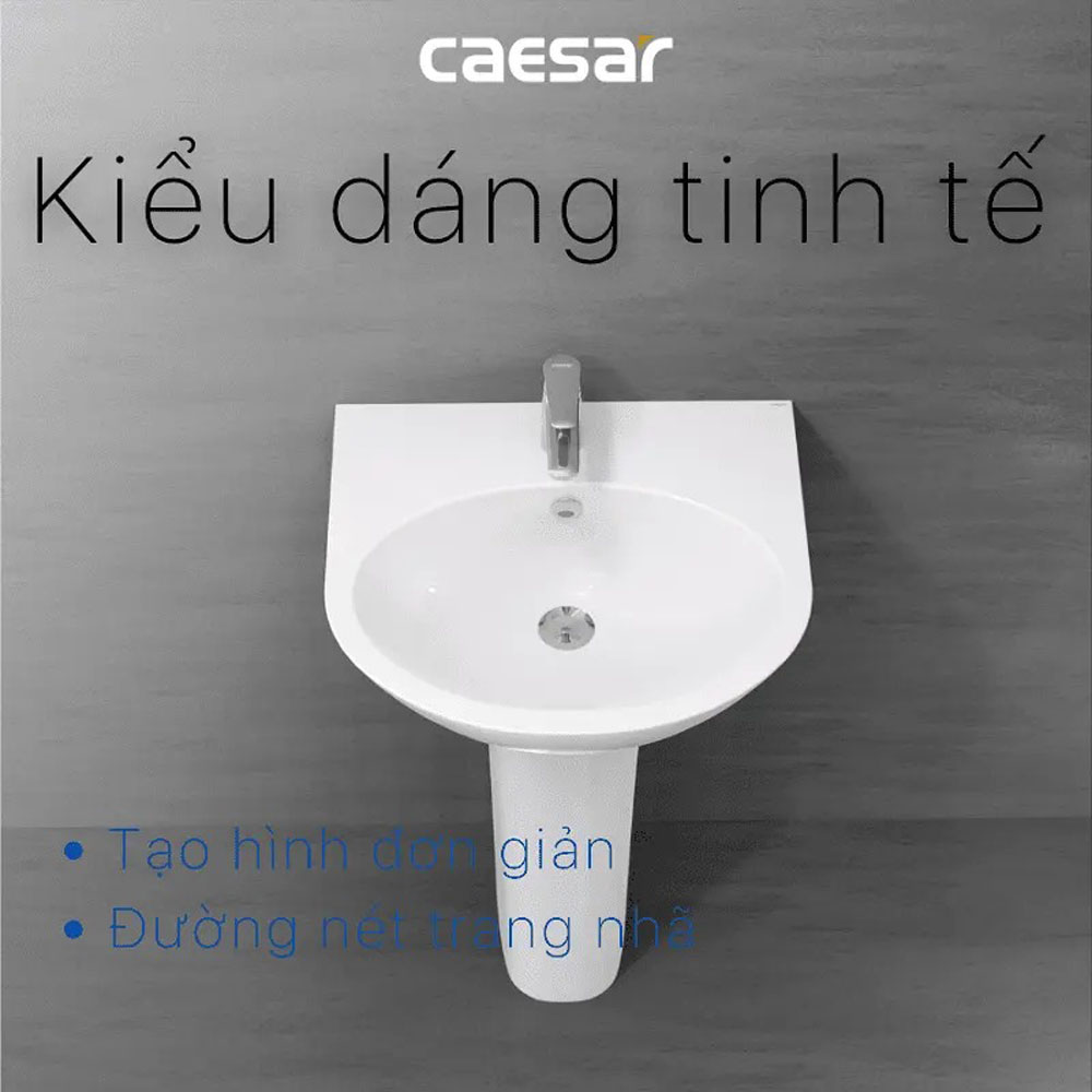Chậu rửa lavabo treo tường chân dài Caesar L2152+P2445 L2152+P2445 - 6