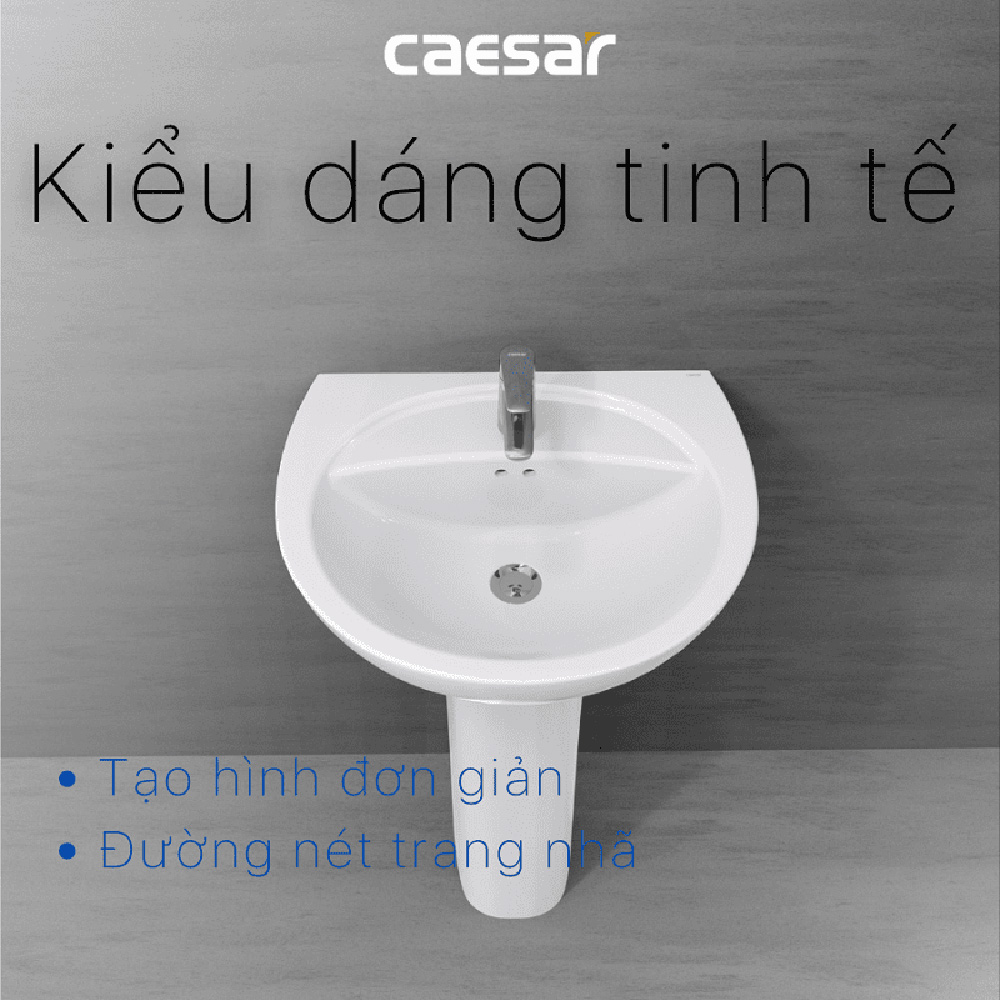 Chậu rửa lavabo treo tường chân dài Caesar L2220+P2445 L2220+P2445 - 6