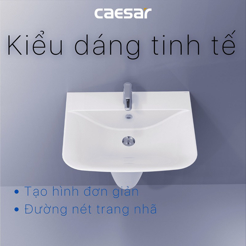 Chậu rửa lavabo treo tường chân lửng Caesar L2365+P2443 L2365+P2443 - 6