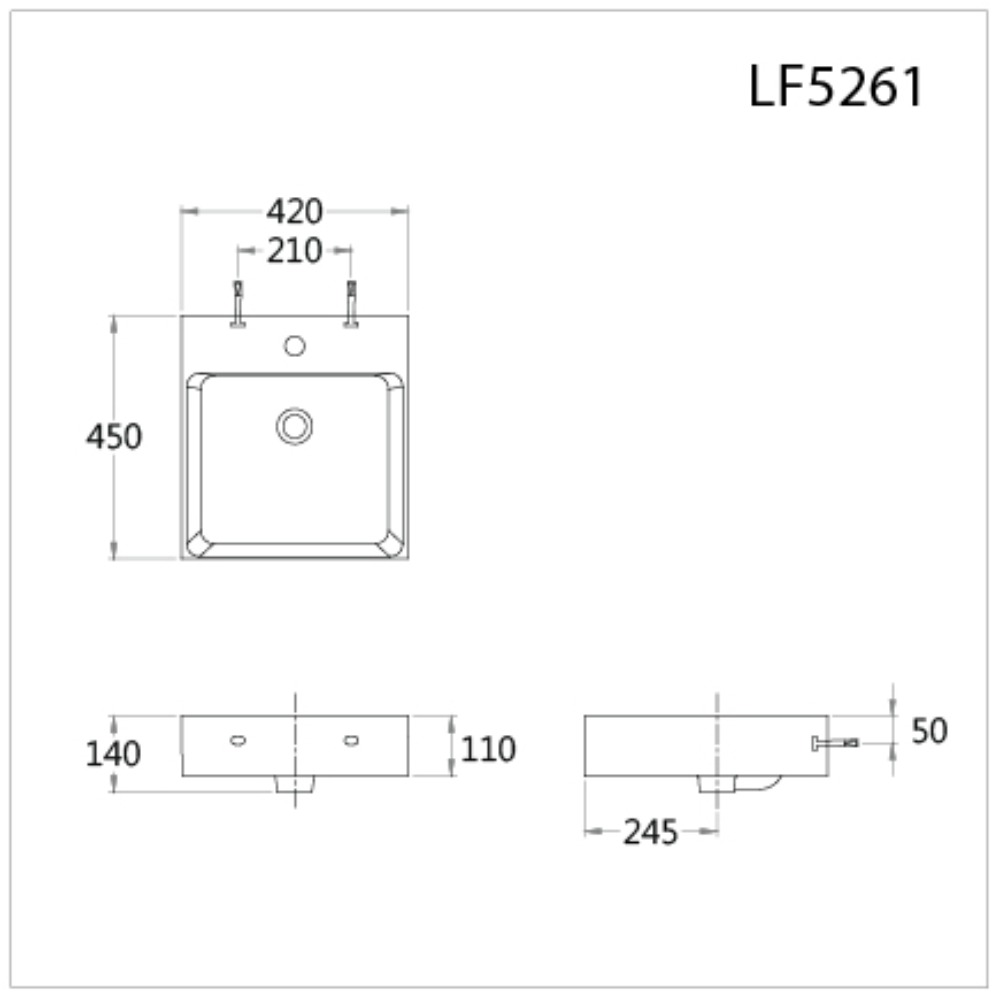 Chậu lavabo treo tường chân lửng Caesar LF5261 + PF2463 LF5261+PF2463 - 2