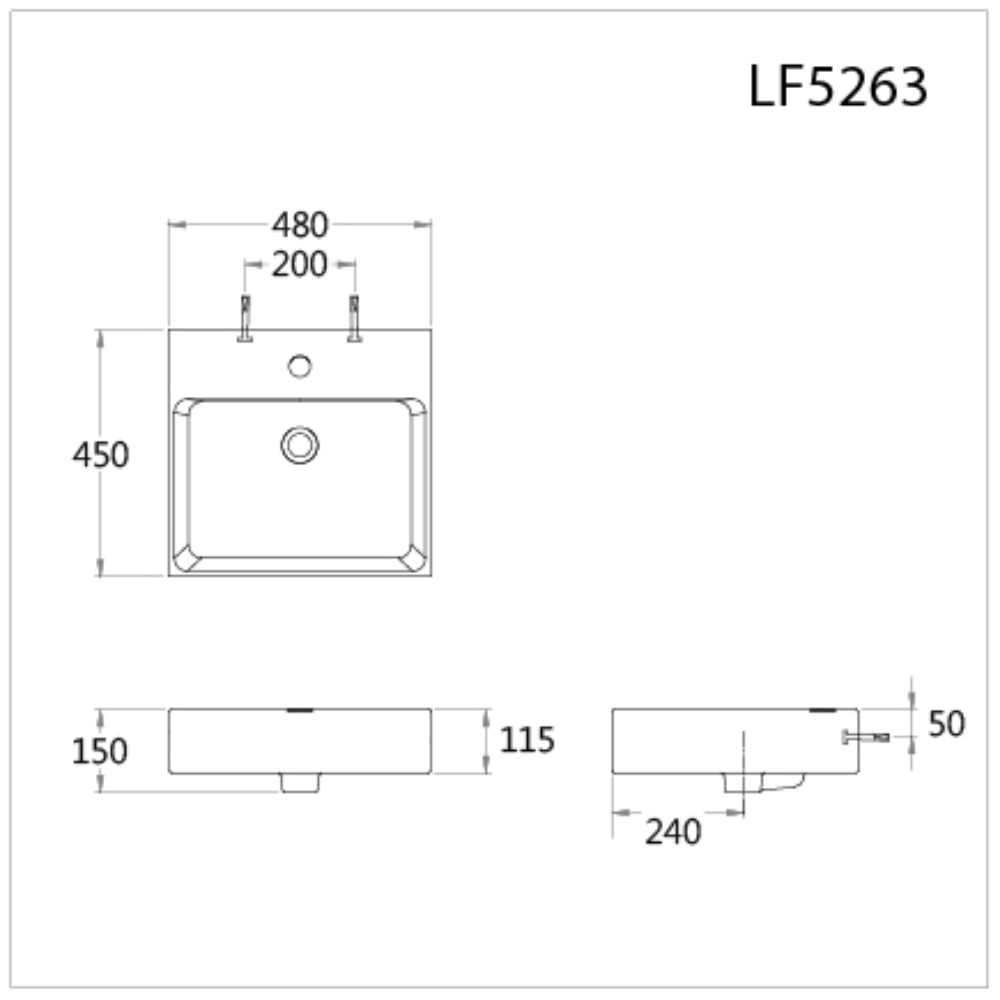Chậu lavabo treo tường chân lửng CAESAR LF5263 + PF2463 LF5263+PF2463 - 2