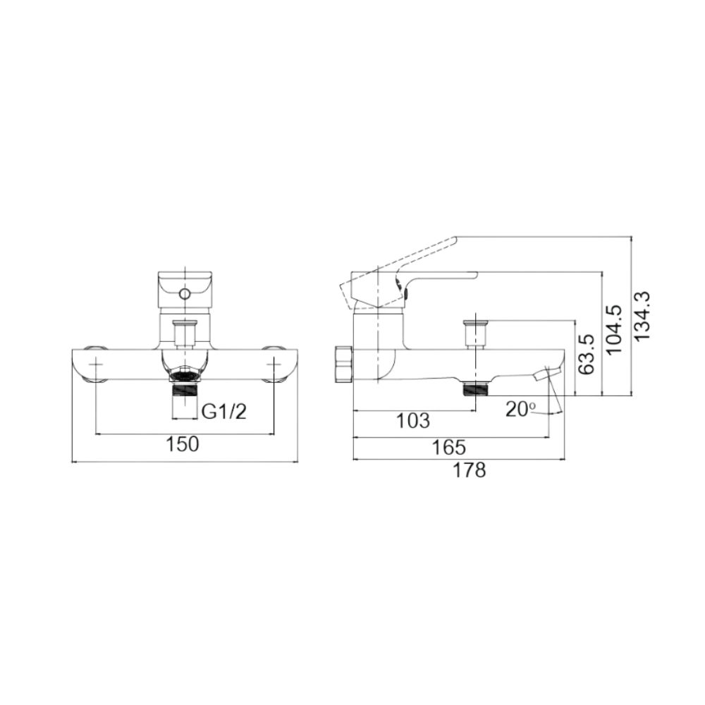 Bộ vòi sen tắm nóng lạnh Caesar S503C S503C - 2