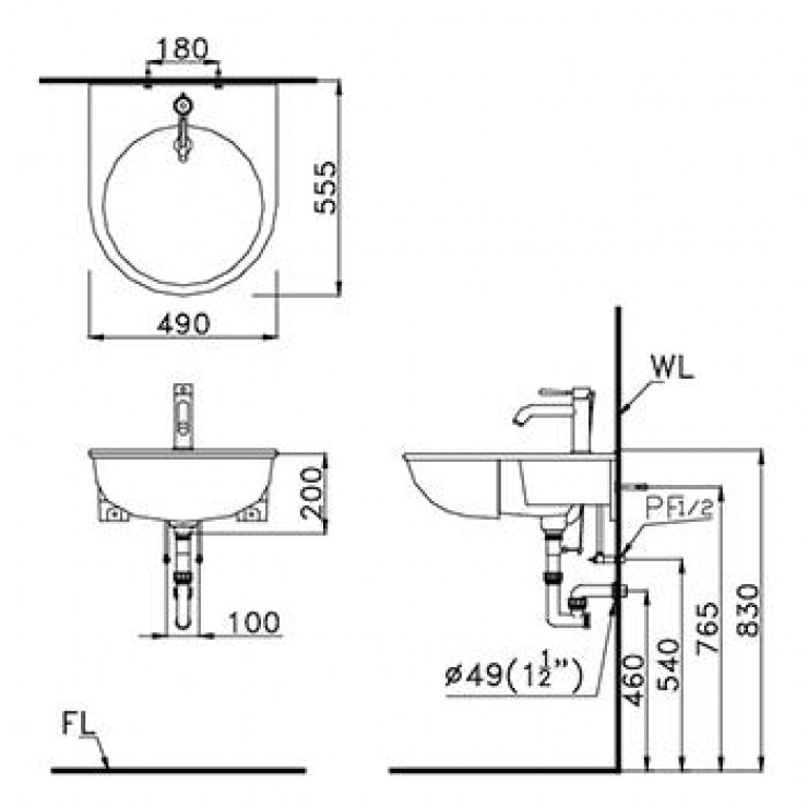 Chậu rửa lavabo dương vành Caesar LF5302 LF5302 - 2