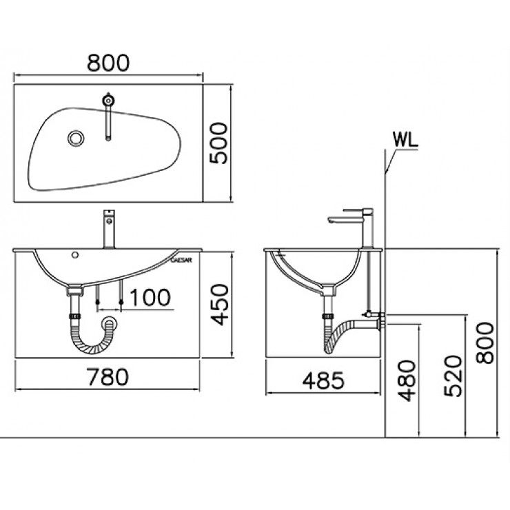 Chậu lavabo dương vành Caesar LF5036 LF5036 - 2
