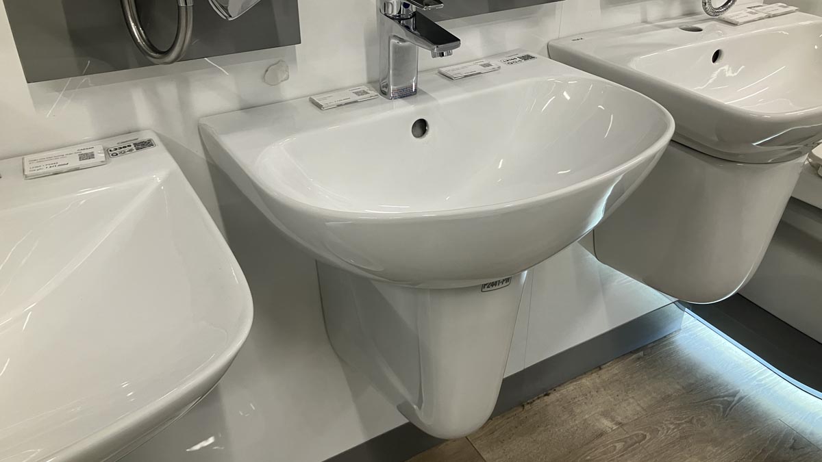 Chậu rửa lavabo treo tường chân lửng Caesar L2150+P2443 (L2150S+P2443) L2150S+P2443 - 2