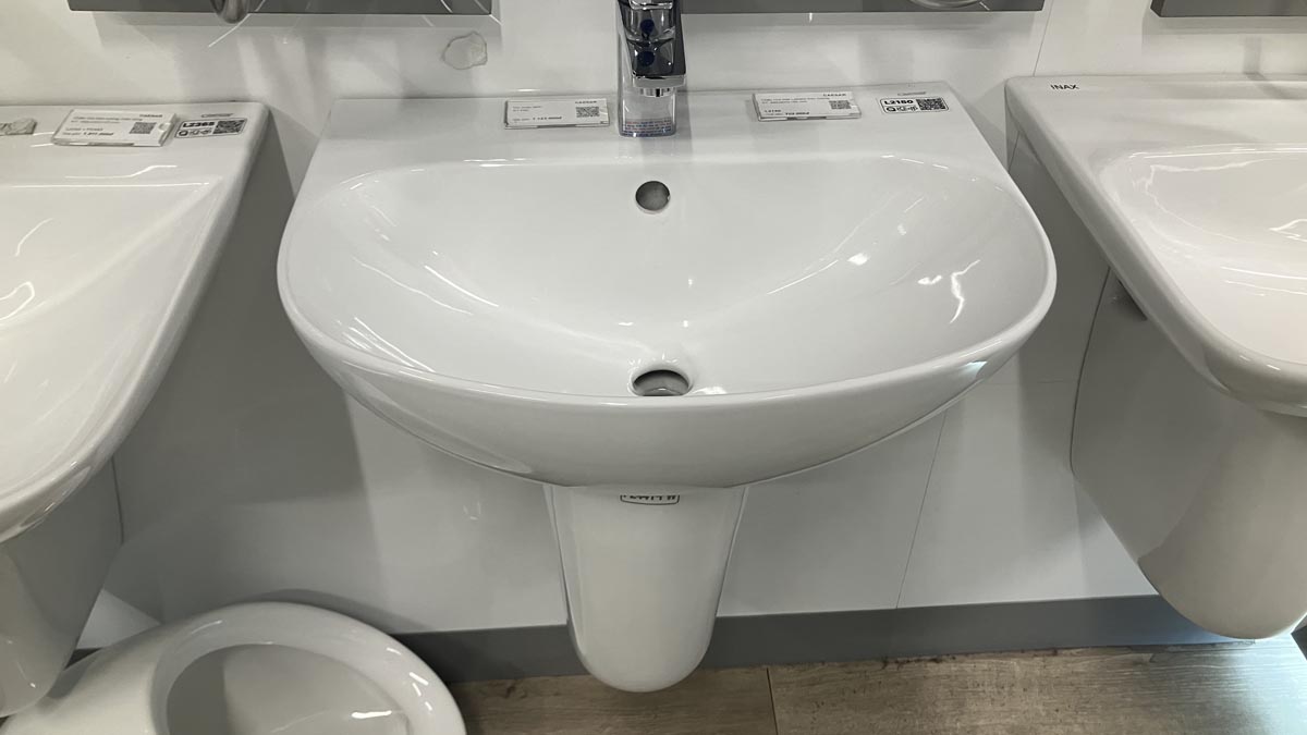 Chậu rửa lavabo treo tường chân lửng Caesar L2150+P2443 (L2150S+P2443) L2150S+P2443 - 5