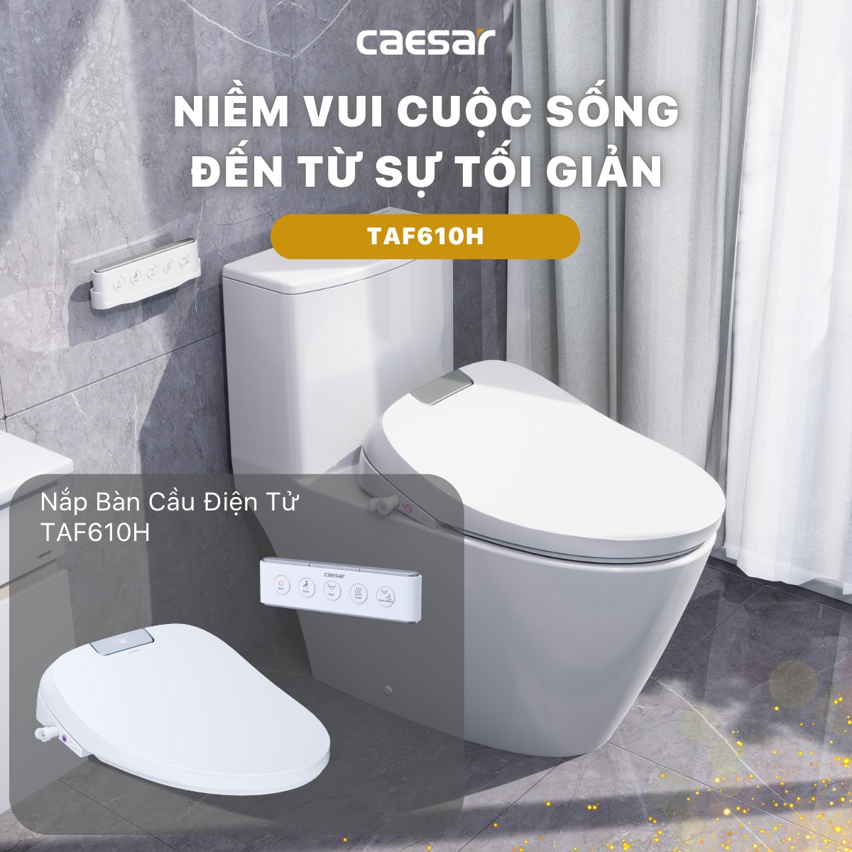 Nắp rửa điện tử Caesar TAF610H (TAF610H-PW) TAF610H-PW - 3