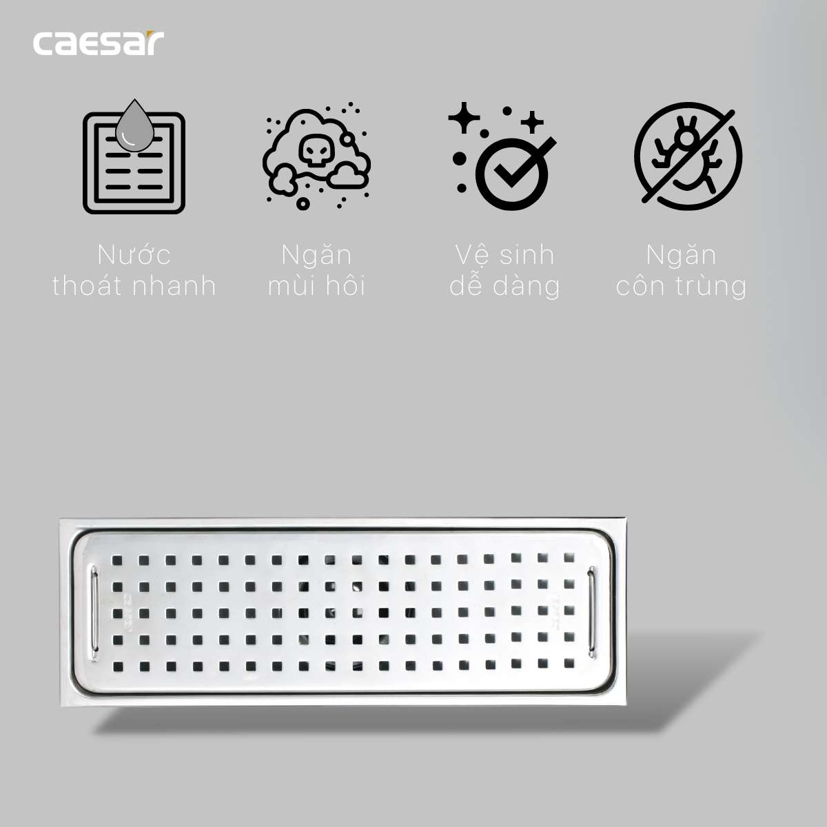 Phễu thoát sàn dài 10x30cm ø60 Caesar ST1030B ST1030B - 6