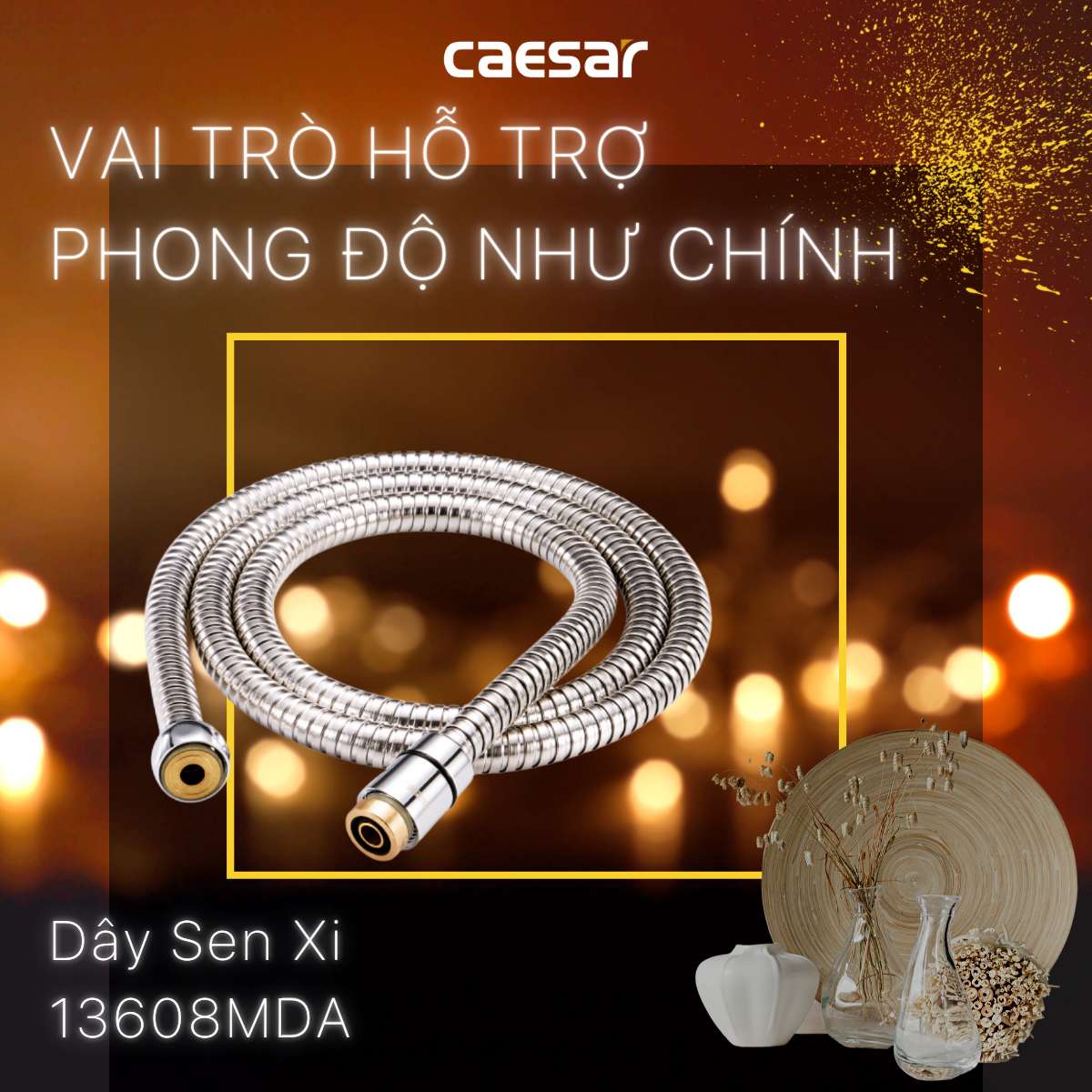 Dây sen tắm xi 1m5 Caesar 13608MDA 13608MDA - 2