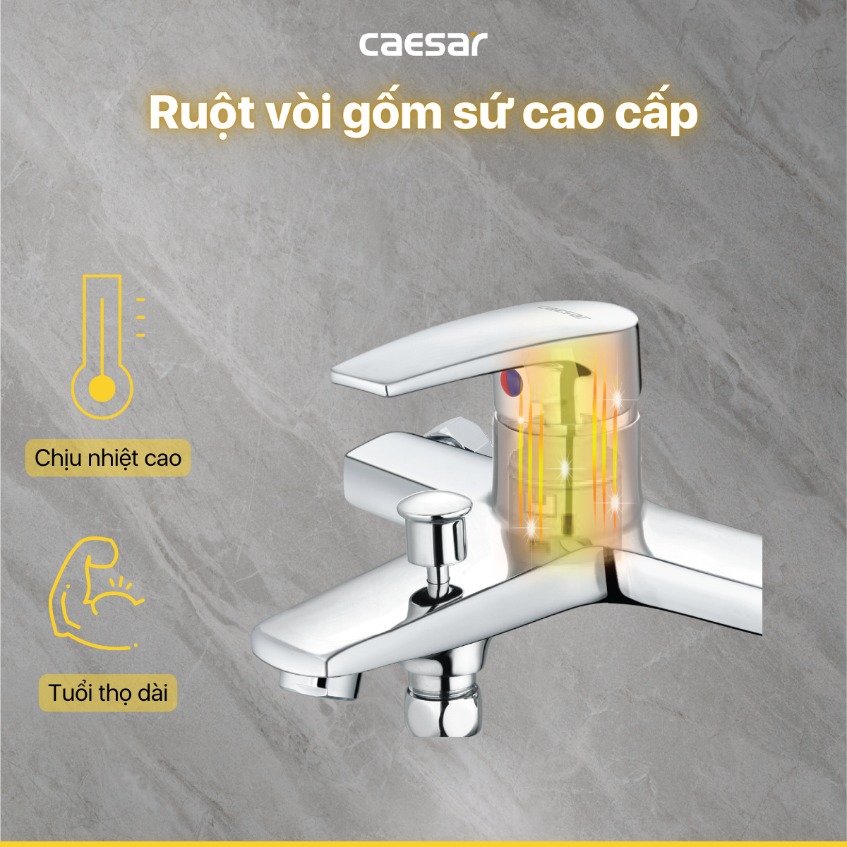 Bộ sen cây tắm đứng nóng lạnh Caesar BS124+S393C BS124+S393C - 2