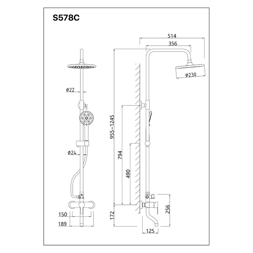 Bộ sen tắm cây nóng lạnh Caesar S578C S578C - 2